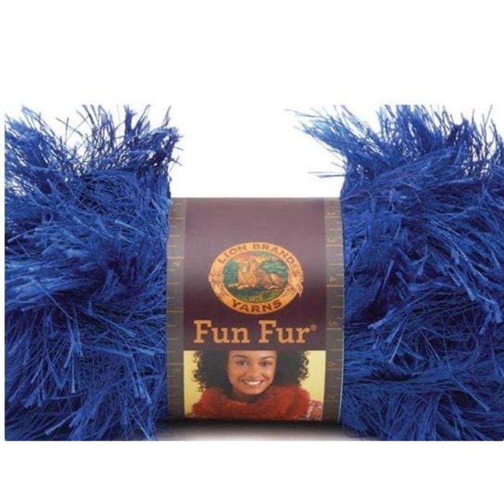 Lion Brand Fun Fur Sapphire Blue Novelty yarn